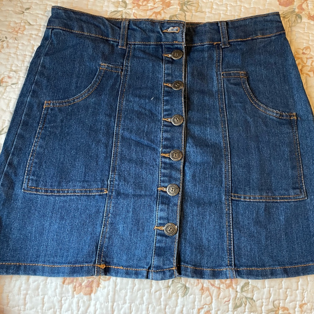 Highway jeans brand Classic Blue Denim Button-Up Skirt